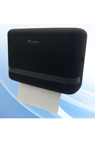 Mulpex Siyah Duvara Monte Z Katlamalı Kağıt Havlu Dispenseri Premium Abs Gövde, Anahtarlı Kilit, Vidalı & Yapışkan Montaj Siyah