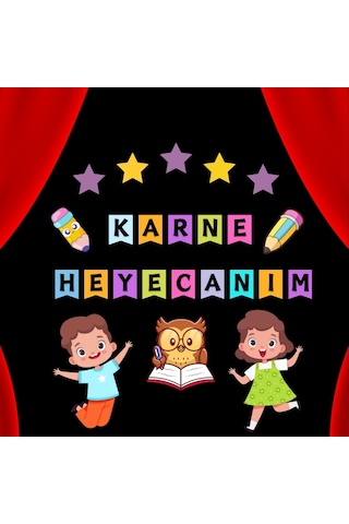 Karne Günü Okul Pano Süsü Karne Heyecanım Yazılı Renkli