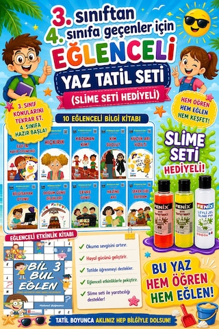 3.sınıftan 4.sınıfa Geçenler İçin Eğlenceli Tatil Seti Slime Set Hediyeli