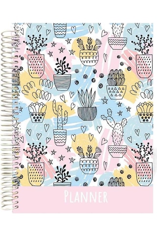 Lizy Sert Kapak Spiralli Tariihsiz Konuşan Ajanda 17x24 Cm Tasarım-6 Beyaz