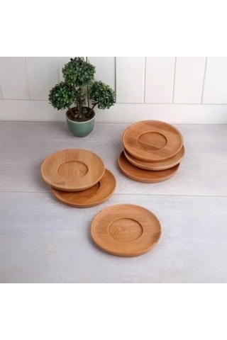 Antibakteriyel Bambu Çay Tabağı - 6'lı Set 1