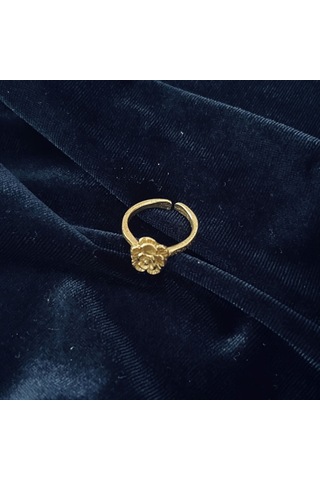 Gül Temalı Ayarlanabilir Bronz Kadın Yüzük Gold