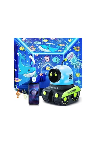 Robot Spacewalker Led Projeksiyonlu Gece Lambası Bluetooth Hoparlör Night Light Projector