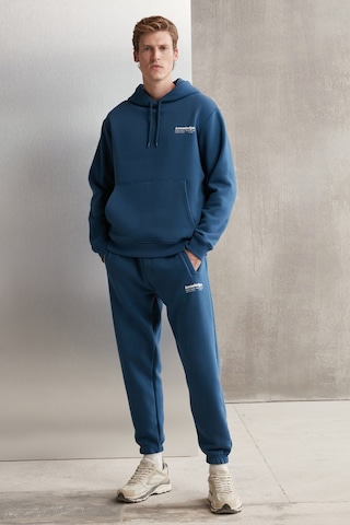 Grimelange Martel Erkek Yumuşacık Içi Polarlı Baskılı Regular Kordonlu Mavi Sweatshirt