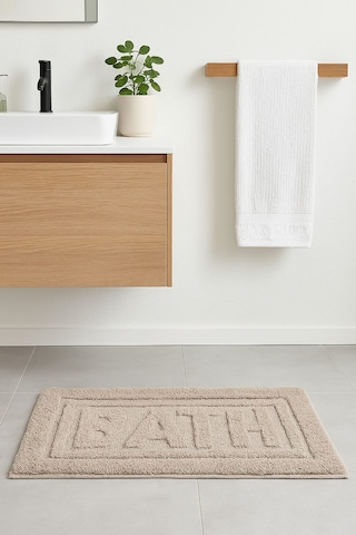 Bath Banyo Paspası 80x50 Dekoratif, Yıkanabilir, Tüylenme Yapmaz, Yumuşak Doku Vizon