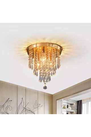 Ahenk Gold Kristal Taşlı Modern Salon Avize