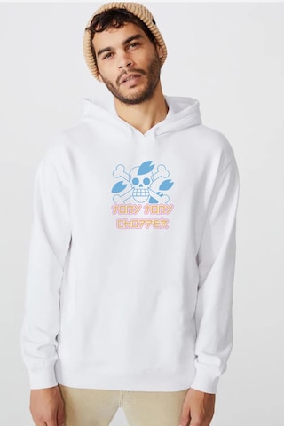 One Piece Anime Tony Tony Chopper Jolly Roger Beyaz Erkek 3ip Kapşonlu Sweatshirt Beyaz