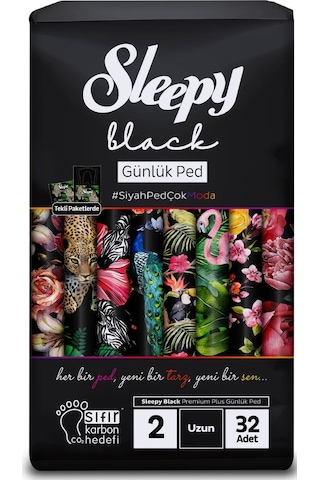 Sleepy Black Premium Plus Günlük Ped Uzun 32 Adet