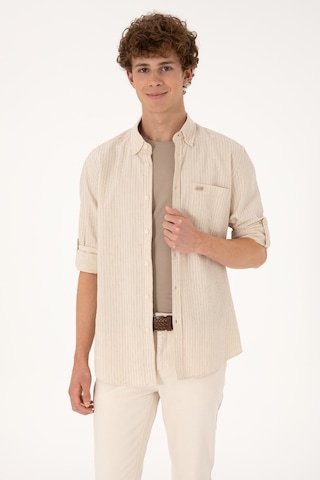 U.S. Polo Assn. Erkek Krem Comfort Fit Cepli Gömlek 50306383-VR071