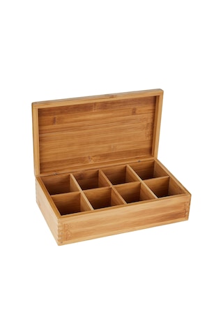 Lexroo 8 Bölmeli Bambu Ahşap Çay Kutusu, 12-3/8 "x 7-3/8" X 3-3/5" Çok Renkli