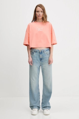 Cropped Boxy Chain Stitch Logo Turuncu Kadın T-shirt-8680 Turuncu