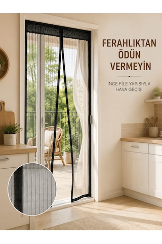 Siyah Mıknatıslı Kapı Sinekliği Sinek Ve Böceklere Karşı Koruyucu