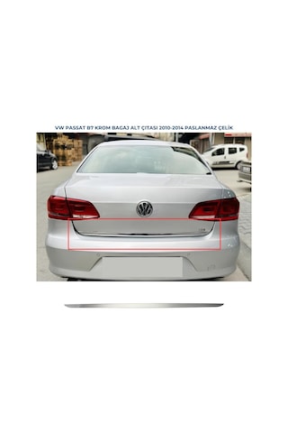 Vw Passat B7 Krom Bagaj Alt Çıtası 2010-2014 Arası Uyumlu Paslanmaz Çelik