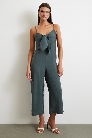 Fiyonklu Askılı Tulum Yeşil Yeşil