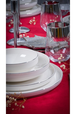 Heda Porselen Rüya Platin Yaldız 24 Parça 6 Kişilik Porselen Yemek Takımı