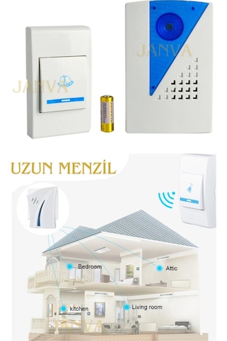 36 Melodi Lüks Uzaktan Kumandalı Kablosuz Kapı Zili 100 Metre Yeni Model Pil Tasarruf Modlu