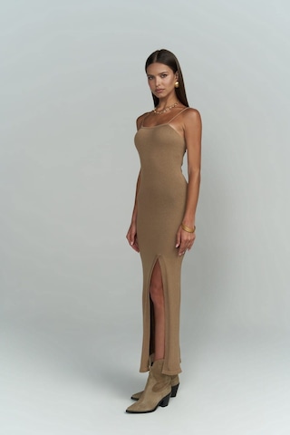 Mai Collection Mai Studios Co. Cintia Sırt Dekolteli Vizon Triko Elbise Vizon