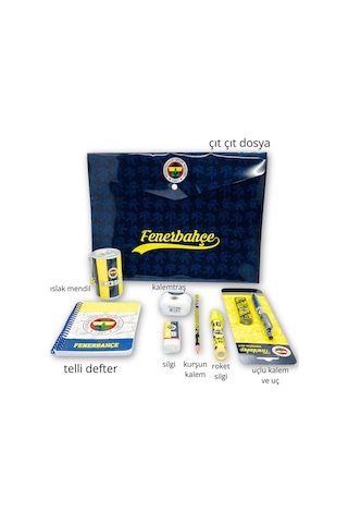 Fenerbahçe Lisanslı 8 Parça Kırtasiye Seti Fenerbahçeli Kalem, Fb Taraftar Okul Ve Öğrenci Seti - Bgafbset001