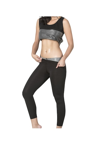 Sh Mağazacılık Unisex Korse Takım Termal Sauna Spor Korse Tayt Ve Atlet Takımı Siyah