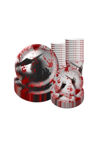 10 Adet Cadılar Bayramı Tek Kullanımlık Kan El İzi Sofra Korku Parti Dekorasyonu, Stil: 9 İnç Kağıt Tabaklar