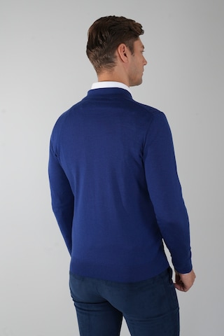 Bisse Indigo Polo Yaka Fermuarlı Ön Jakar Yün Erkek Triko Tr23k23204 D66 Indigo