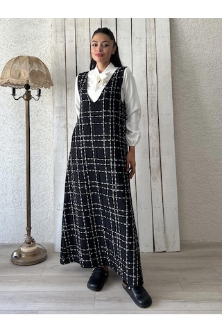 Siyah Tüvit A-kesim Jile Elbise