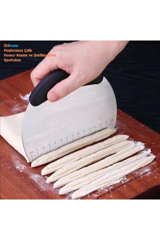 Zhlhome Paslanmaz Çelik Hamur Kesme Ve Şekillendirme Spatulası Siyah