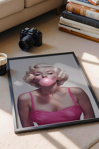 Sakız Çiğneyen Marilyn Monroe Modern Portre Çerçeveli Tablo - Pop Art Poster Tablo