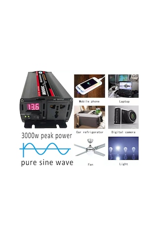 Sones 6000w 12v İla 220v Yüksek Güçlü Araba Sinüs İnvertör Güç Dönüştürücü