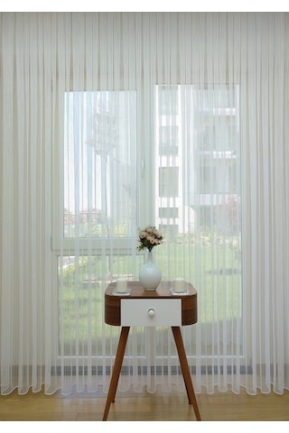 Evdepo Home Kullanıma Hazır Çizgili Tül Perde (540652084)