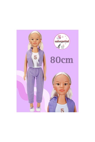 Büyük Boy Et Bebek 80cm Yürüyüş Arkadaşım Clara Sporty 80 Cm Mor Eşofman Takımlı