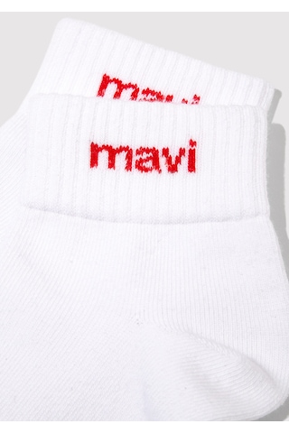 Mavi - Mavi Logo Detaylı Beyaz Patik Çorap 1910331-23248 Beyaz