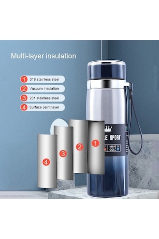 Novahub 955 316 Paslanmaz Çelik Vakumlu Bardaklar, 1000 Ml Kapasite Yeşil