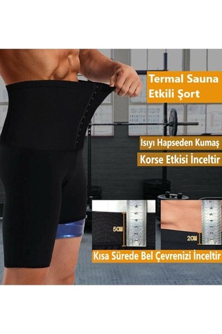 Mistirik Sauna Model Yüksek Bel Yağ Yakma Etkili Şort Siyah