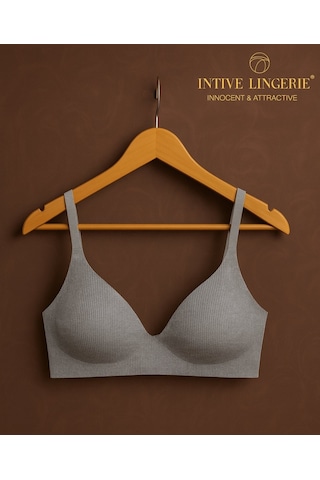Softease V Yaka Balensiz Dikişsiz Lazer Kesim Rahat Soft Kumaştan Gri