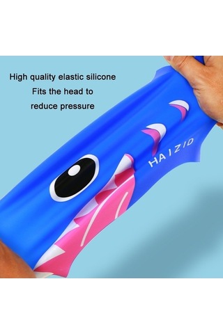 Dm Sevimli Karikatür Su Geçirmez Silikon Çocuk Yüzme Kap Köpekbalığı Dişi Sarı - Haızıd Sarı