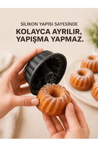 Beylini 6'lı Silikon Oval Mini Kek Kalıbı Yapışmaz Muffin Kek Kalıbı Seti Şekilli Mutfak Kek Kalıbı Seti Antrasit