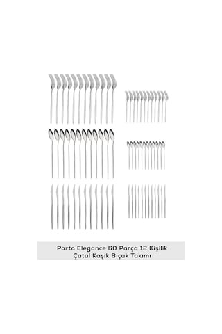 Karaca  New Porto Platin 12 Kişilik 60 Parça Çatal Kaşık Bıçak Takımı