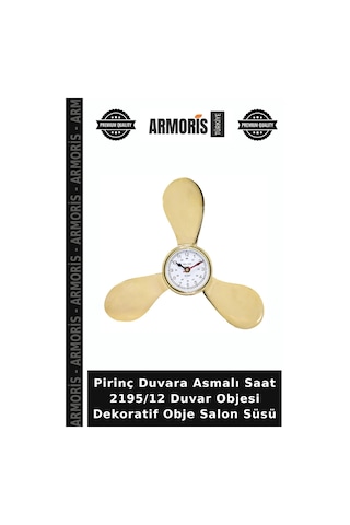 Pirinç Duvara Asmalı Saat 2195/12 Duvar Objesi Dekoratif Obje Salon Süsü Çok Renkli
