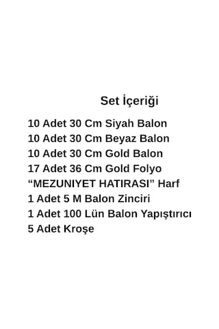 Mezuniyet Temalı Mezuniyet Hatırası Gold Folyo Harf Beyaz Siyah Gold Balon Süsleme Beyaz - Siyah