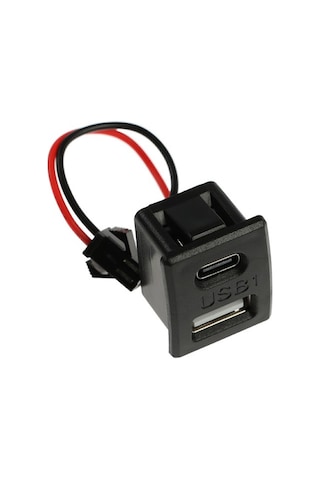 Type-c / Usb A Dişi Soket Kavisli 2 Pin 10cm Kablo Jst Çift Usb 5v 2a Panel Montaj Cep Tel Tablet