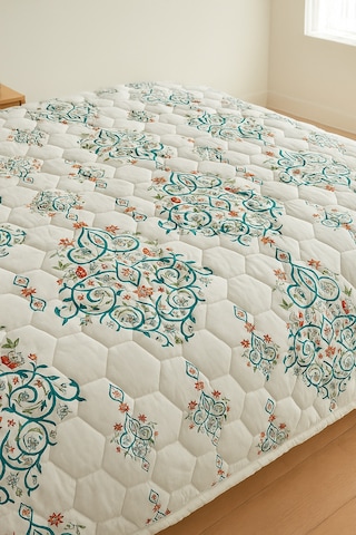 Canary Çift Kişilik Kapitone Dolgulu Pike 4 Mevsim Petek Dsn Yastık Kılıfı Dahil 200x230cm Çok Renkli