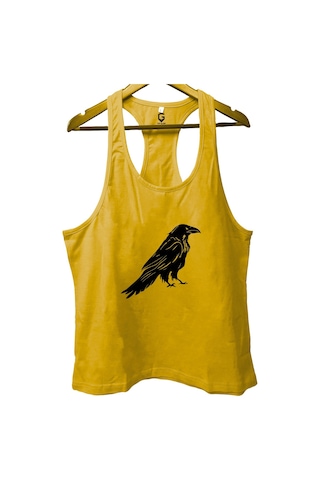 Top Glory Crow Sarı Gym Fitness Tank Top Sporcu Atleti