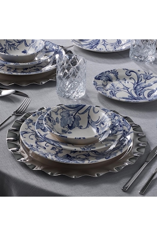 Jumbo New Leaf 24 Parça 6 Kişilik Yemek Takımı Mavi