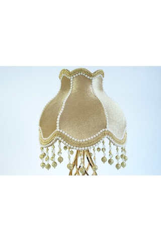 Abajur Gold Kadife Klasik Model Burgulu Ayak Altın