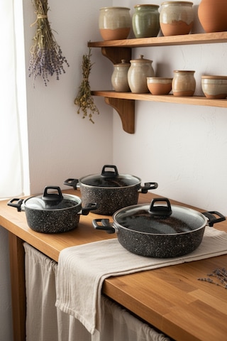 Bernardo Anita 13 Parça Tencere Seti Gri Gri