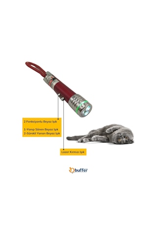 Bakgelal 3 Fonksiyonlu Kırmızı Beyaz Is Iklı Led Lazer Kedi Ko Pek Oyuncak Anahtarlık - 9077507503502