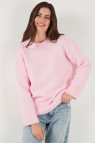 Lela Regular Fit Bisiklet Yaka Basic 2'Li Paket Triko Bayan Kazak 4616213S2 Toz Pembe-Bordo