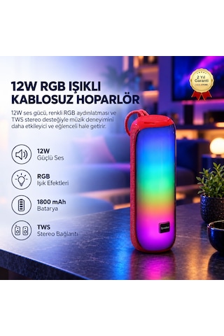 12w Rgb Işıklı Kablosuz Hoparlör 1800 Mah Tws Stereo-1751