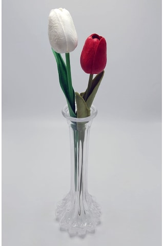 El Yapımı Düz Model Cam Karanfillik 25cm